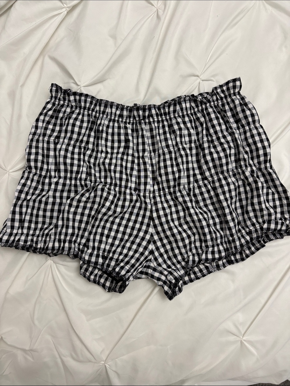 NEW black and white gingham bubble shorts